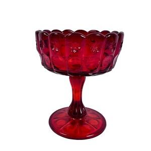 Priscilla LG Wright Glass 5” Ruby Red Compote Vintage Excellent Condition